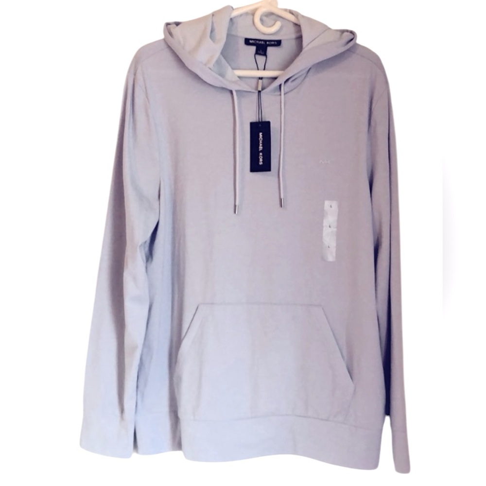 Men’s NWT Lightweight MK Long Sleeve T-shirt Hoodie w/ Pocket. Dusty Sky Blue.Lg